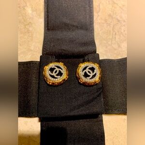 Sold out Worldwide brand new authentic Chanel gold plated earrings with crystals